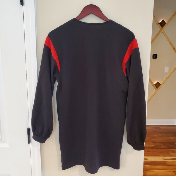 Zara Colorblock Shift Drees Long Sleeve Black Red White Size Small - Picture 4 of 9